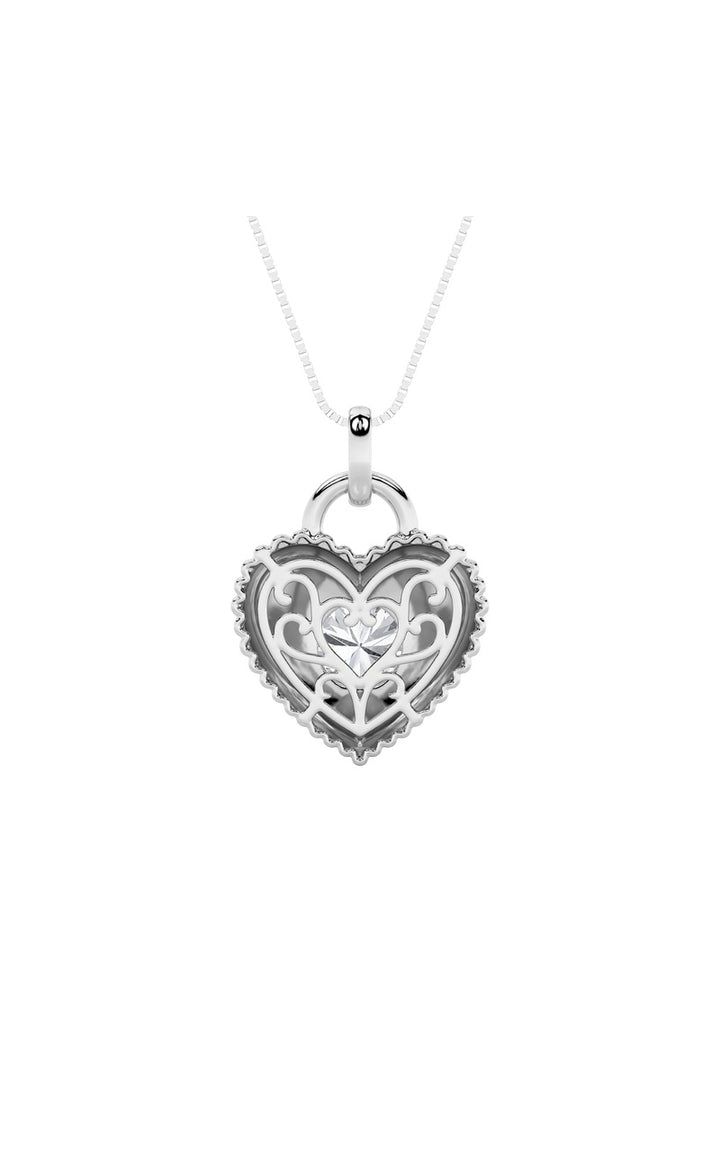 1.5Cttw Round Shaped Lab Grown Diamond (F/VS) Heart Shaped Pendant in 14K Gold
