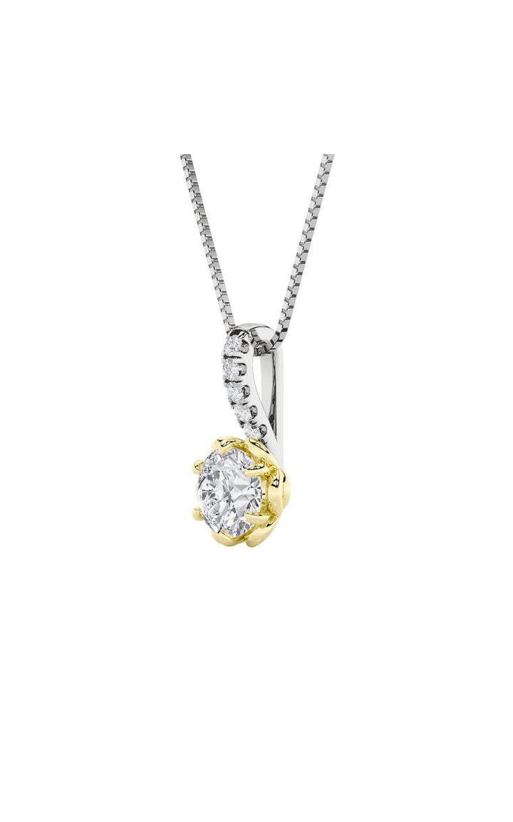 1.5Cttw Round Shaped Lab Grown Diamond (F/VS) Two Tone  Pendant in 14K Gold