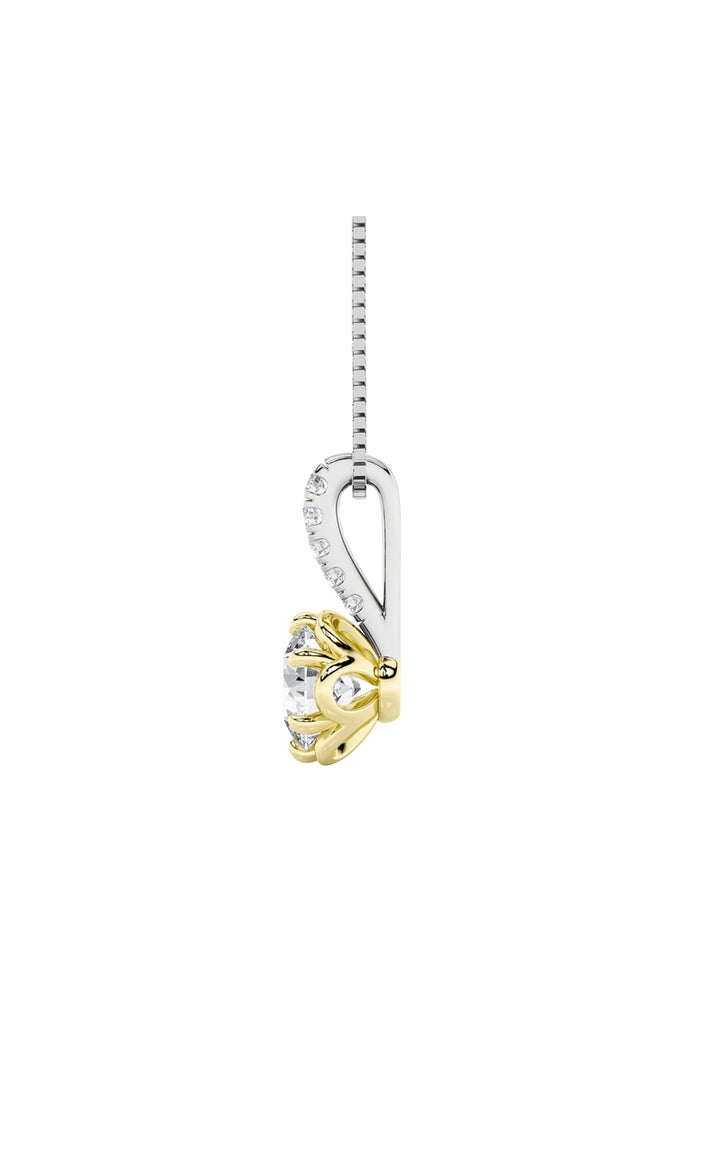1.5Cttw Round Shaped Lab Grown Diamond (F/VS) Two Tone  Pendant in 14K Gold