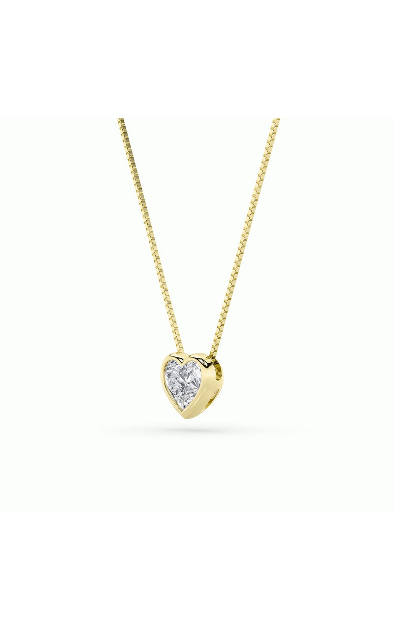 1Cttw Heart Shaped Lab Grown Diamond (F/VS) Bezel Set Solitaire Pendant in 14K Gold