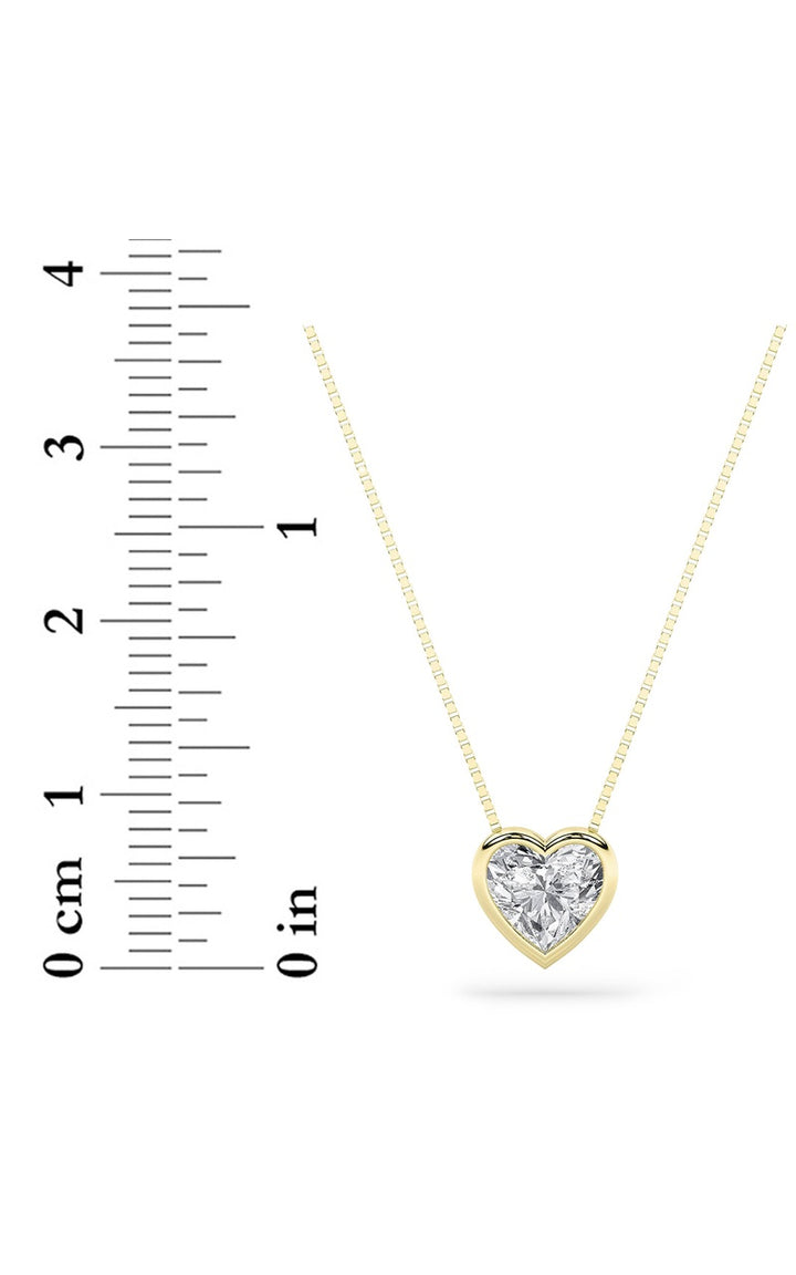 1Cttw Heart Shaped Lab Grown Diamond (F/VS) Bezel Set Solitaire Pendant in 14K Gold
