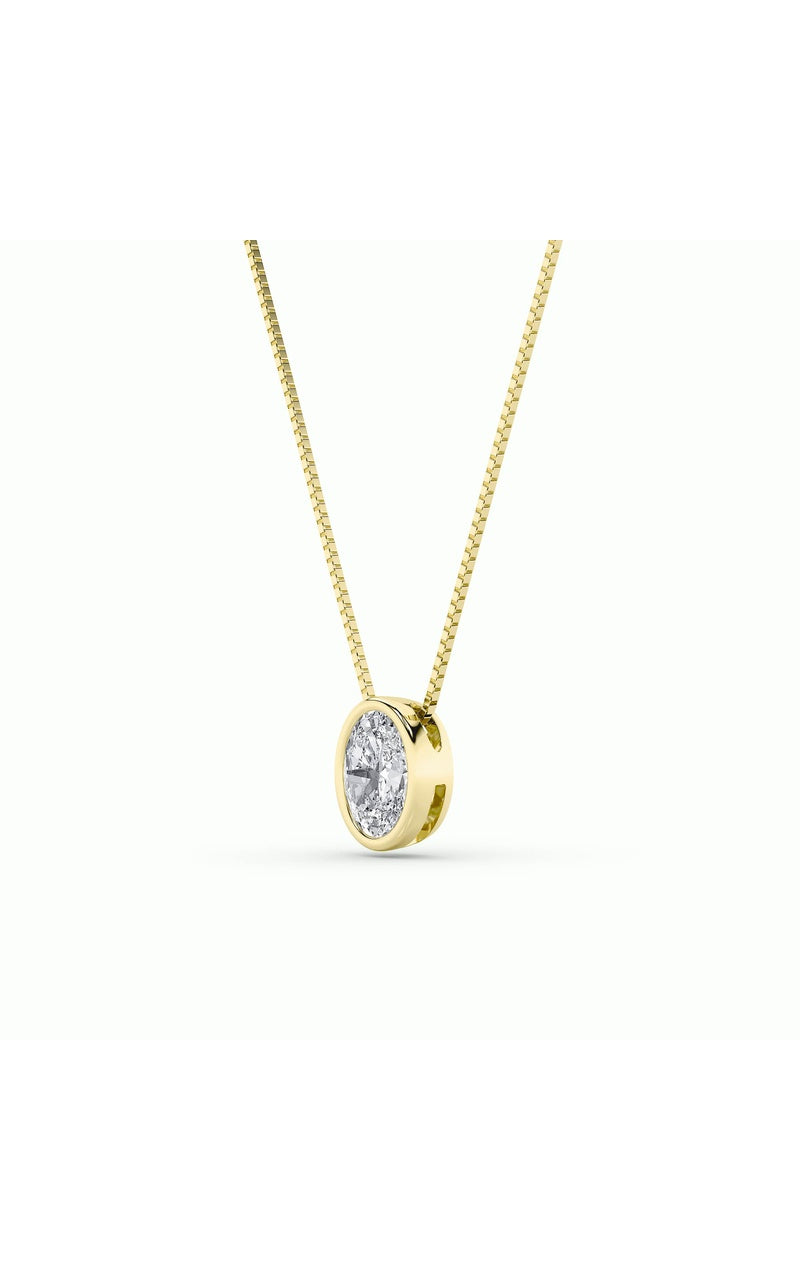 1Cttw Oval Shaped Lab Grown Diamond (F/VS) Bezel Set Solitaire Pendant in 14K Gold