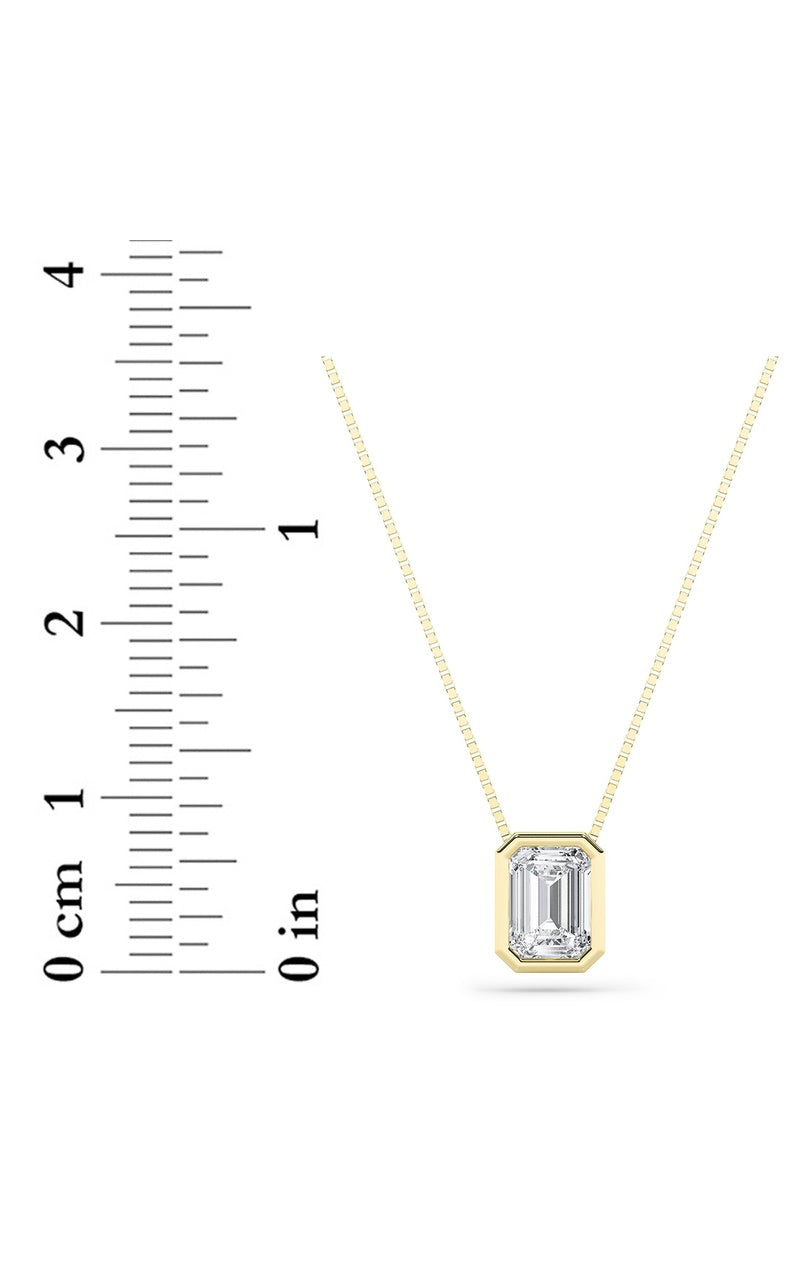 1Cttw Radiant Shaped Lab Grown Diamond (F/VS) Bezel Set Solitaire Pendant in 14K Gold