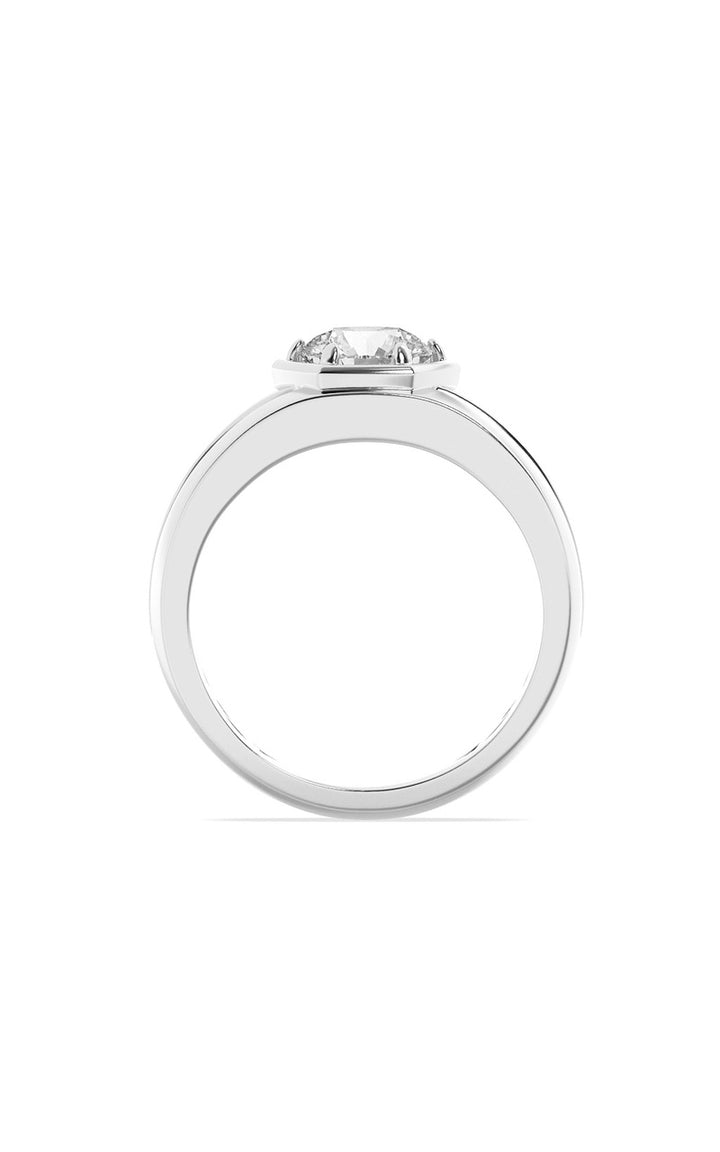 2Cttw Round Shaped Lab Grown Diamond (F/VS) Mens Ring in 14K White Gold