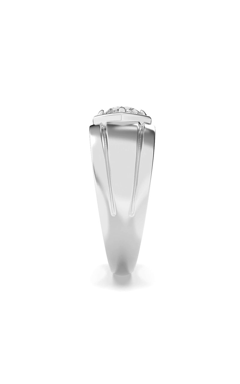 2Cttw Round Shaped Lab Grown Diamond (F/VS) Mens Ring in 14K White Gold