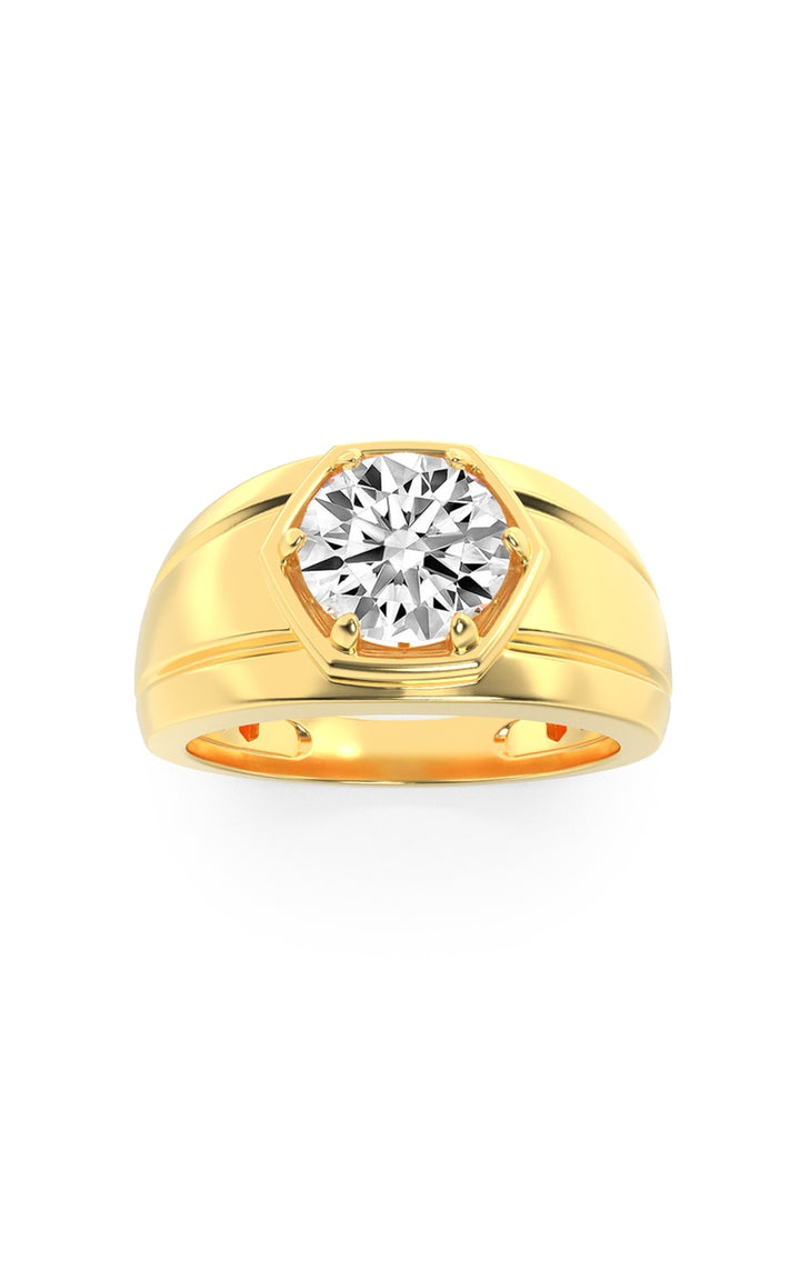 2Cttw Round Shaped Lab Grown Diamond (F/VS) Mens Ring in 14K White Gold