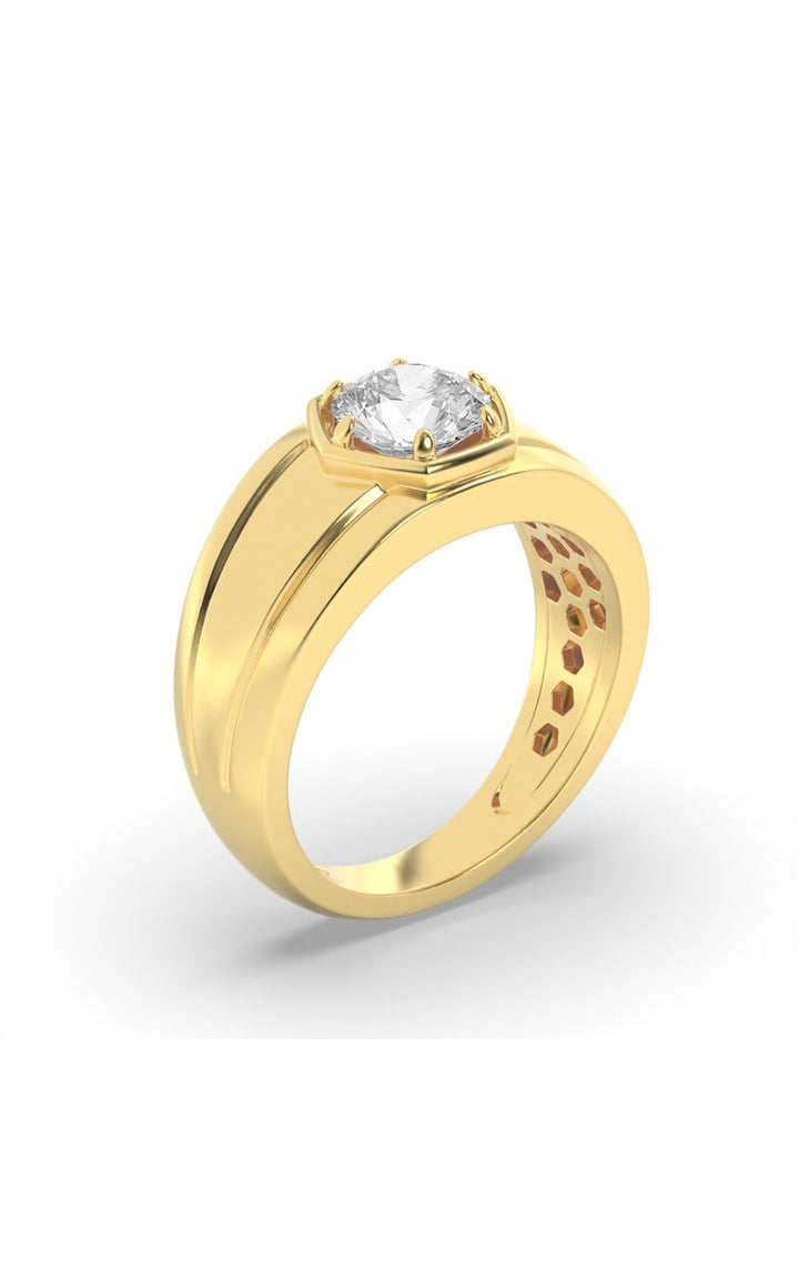 2Cttw Round Shaped Lab Grown Diamond (F/VS) Mens Ring in 14K White Gold