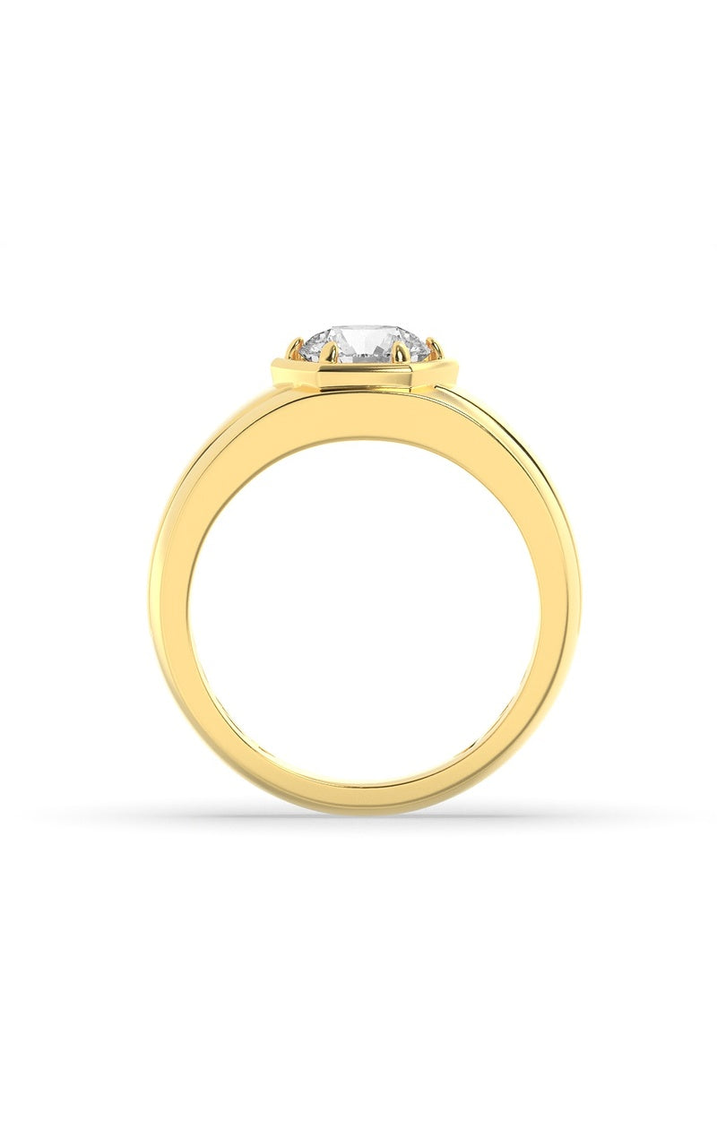 2Cttw Round Shaped Lab Grown Diamond (F/VS) Mens Ring in 14K White Gold
