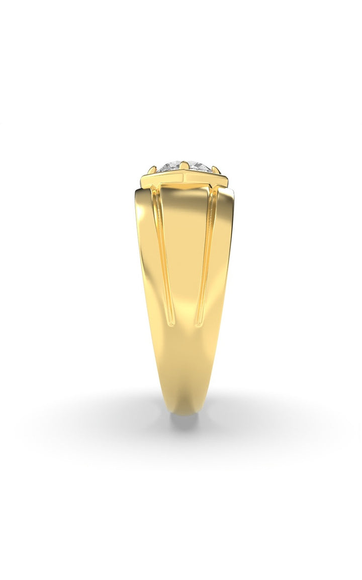 2Cttw Round Shaped Lab Grown Diamond (F/VS) Mens Ring in 14K White Gold