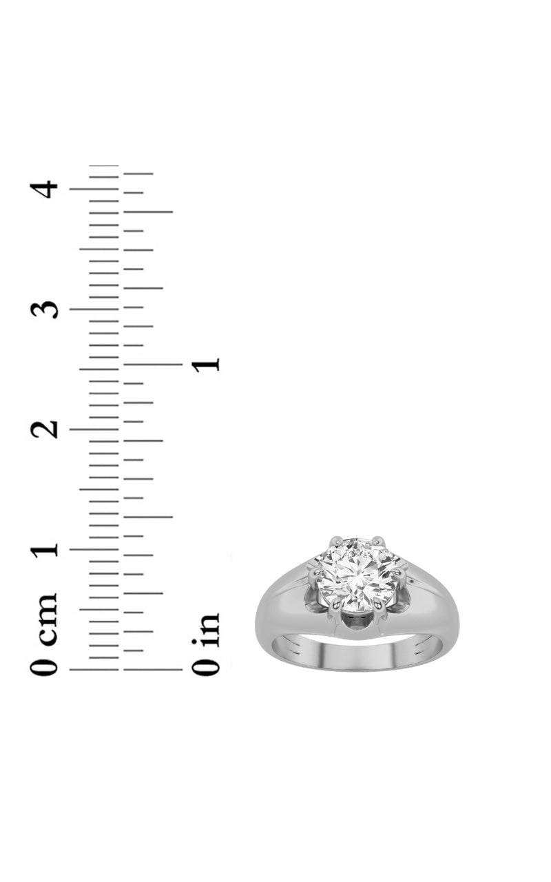 2Cttw Round Shaped Lab Grown Diamond (F/VS) Mens Ring in 14K Gold