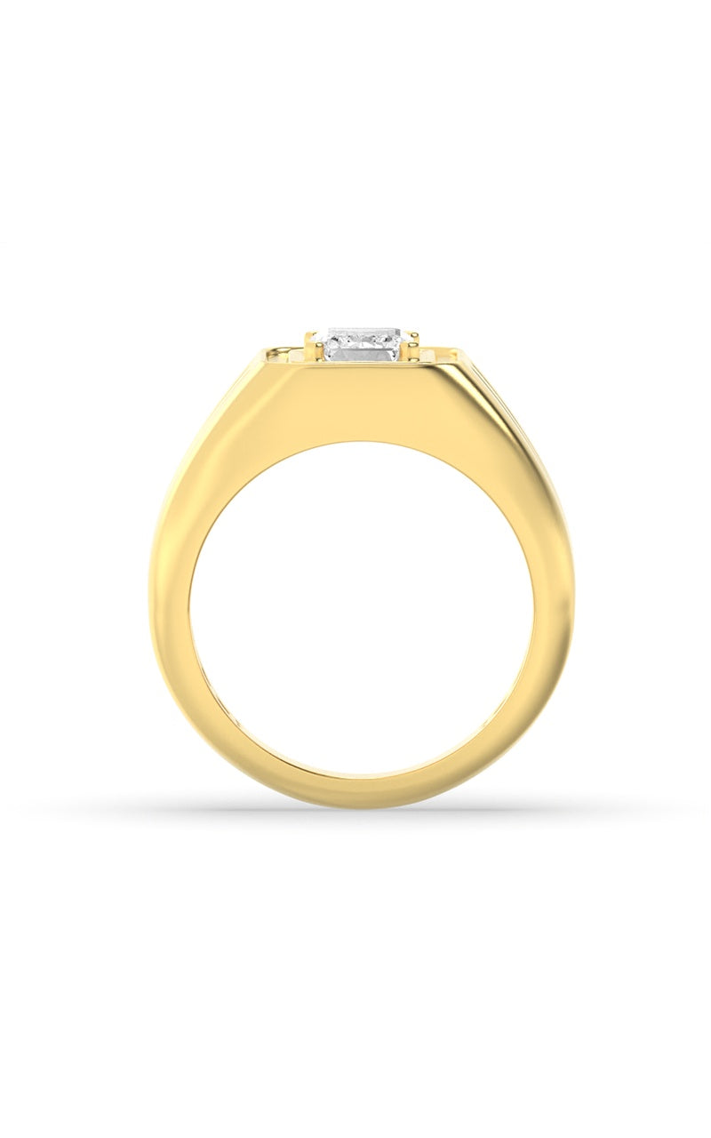 2Cttw Emerald Shaped Lab Grown Diamond (G/VS) Mens Ring in 14K Yellow Gold