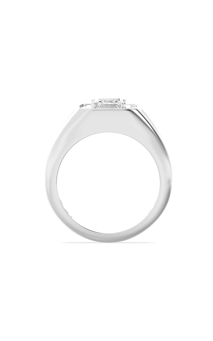 2Cttw Emerald Shaped Lab Grown Diamond (F/VS) Mens Ring in 14K White Gold