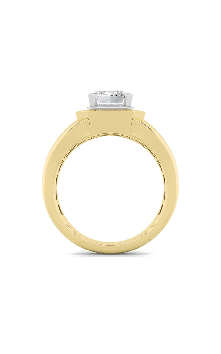 3Cttw Emerald Shaped Lab Grown Diamond (F/VS) Mens Ring in 14K Gold