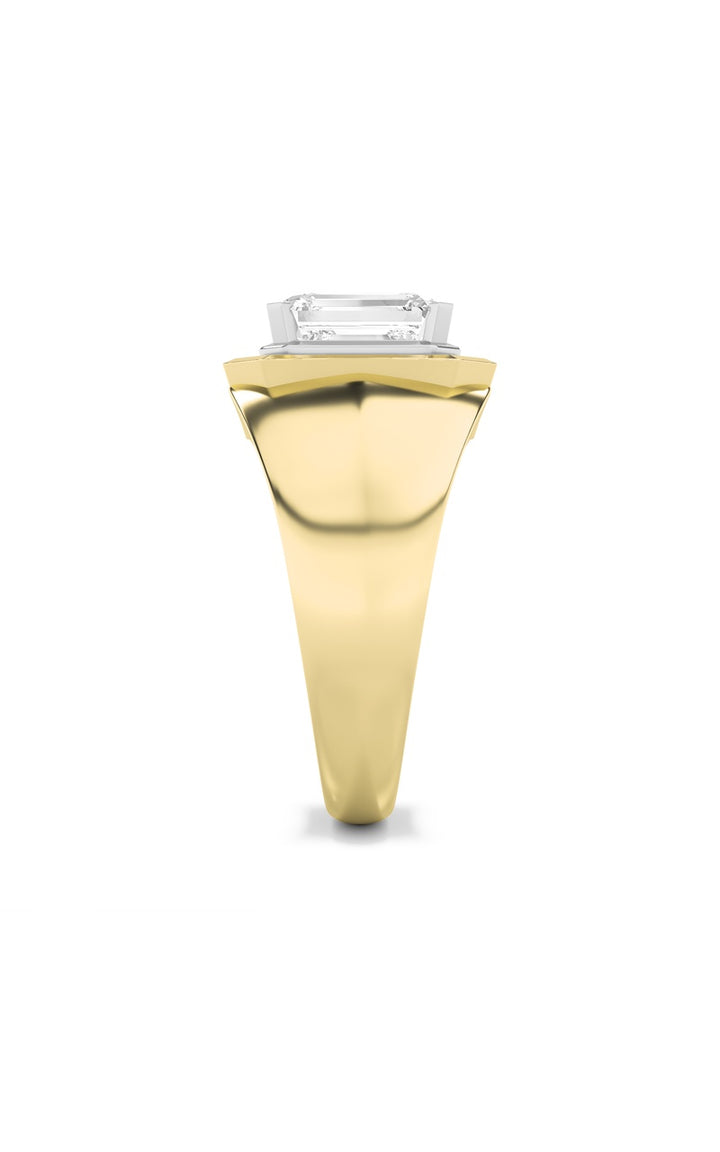 3Cttw Emerald Shaped Lab Grown Diamond (F/VS) Mens Ring in 14K Gold