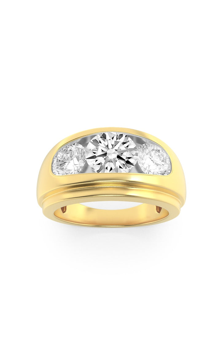 3Cttw Round Shaped Lab Grown Diamond (G/VS) Mens Ring in 14K Gold