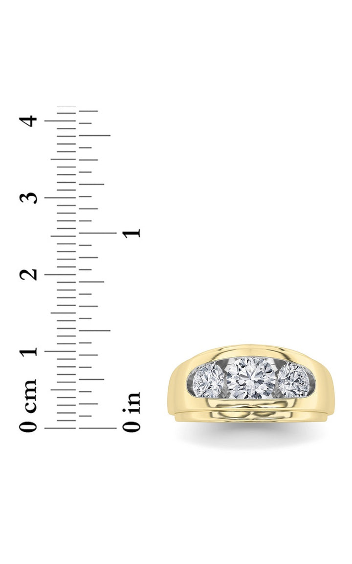 3Cttw Round Shaped Lab Grown Diamond (G/VS) Mens Ring in 14K Gold