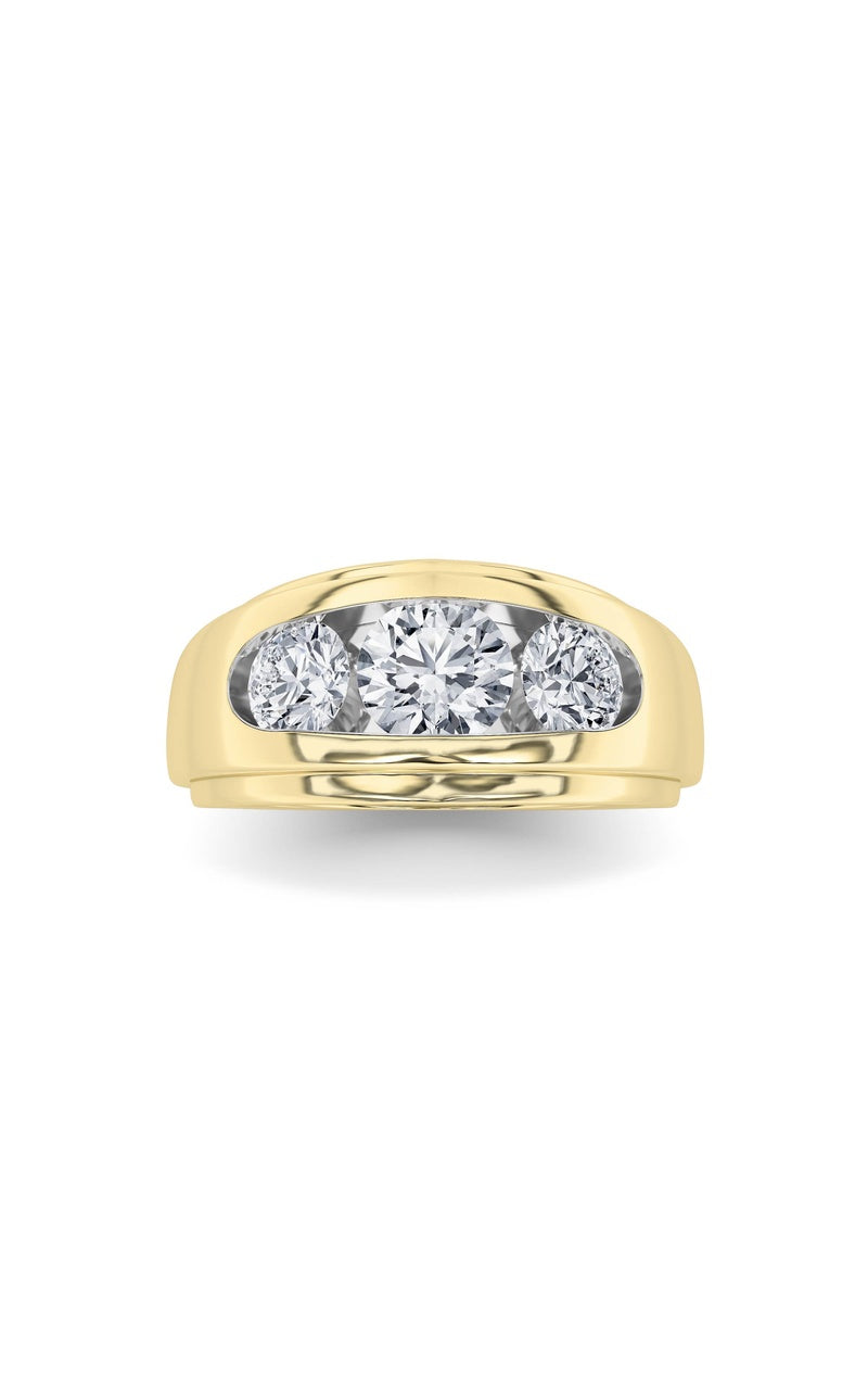 3Cttw Round Shaped Lab Grown Diamond (G/VS) Mens Ring in 14K Gold