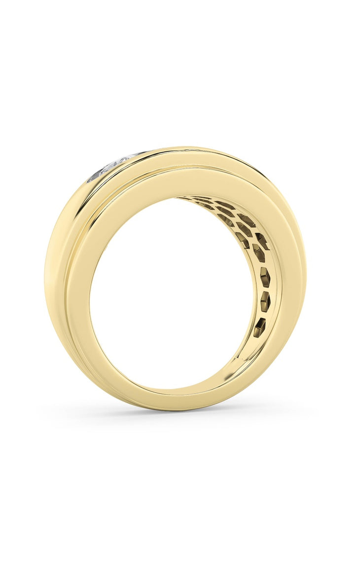 3Cttw Round Shaped Lab Grown Diamond (G/VS) Mens Ring in 14K Gold