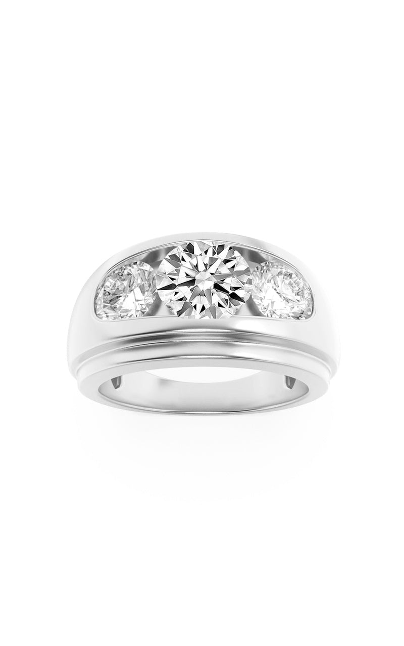 3Cttw Round Shaped Lab Grown Diamond (G/VS) Mens Ring in 14K Gold