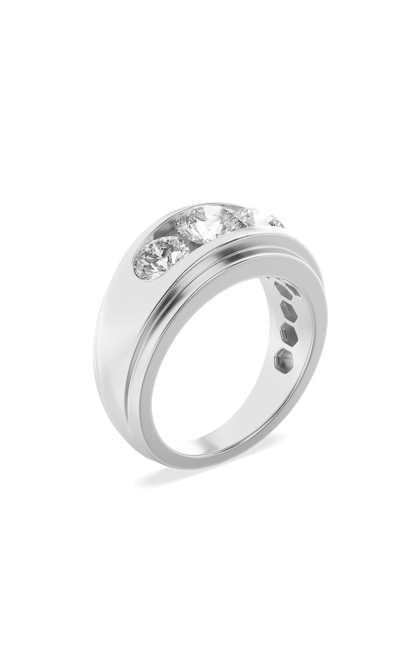 3Cttw Round Shaped Lab Grown Diamond (G/VS) Mens Ring in 14K Gold