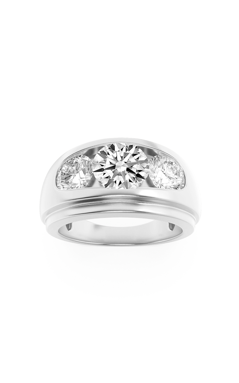 3Cttw Round Shaped Lab Grown Diamond (G/VS) Mens Ring in 14K Gold