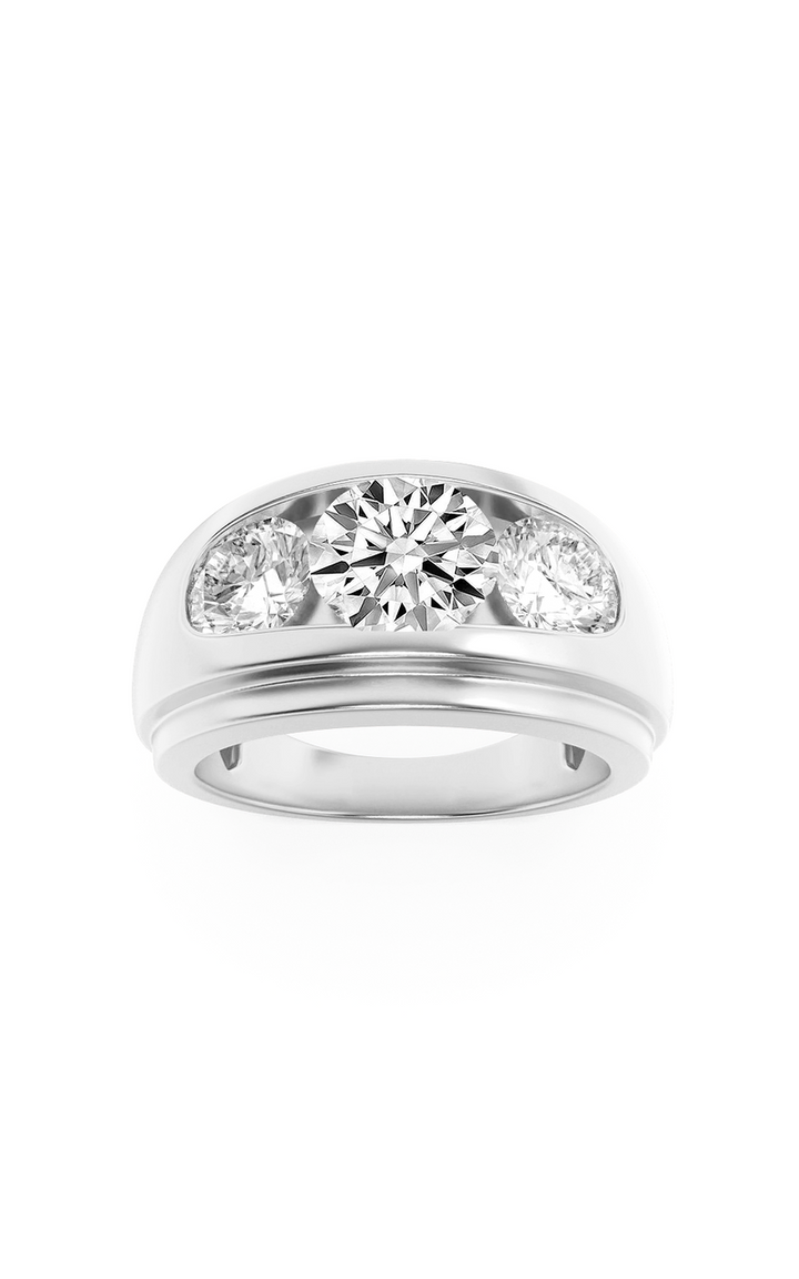 3Cttw Round Shaped Lab Grown Diamond (G/VS) Mens Ring in 14K Gold