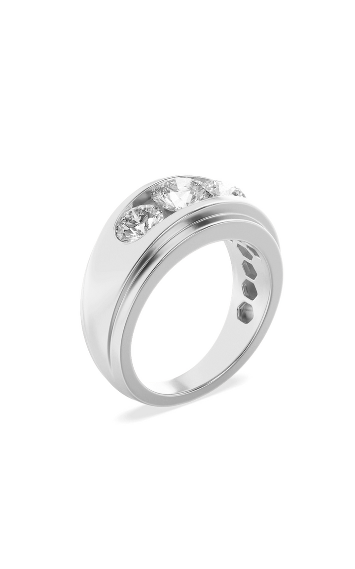 3Cttw Round Shaped Lab Grown Diamond (G/VS) Mens Ring in 14K Gold