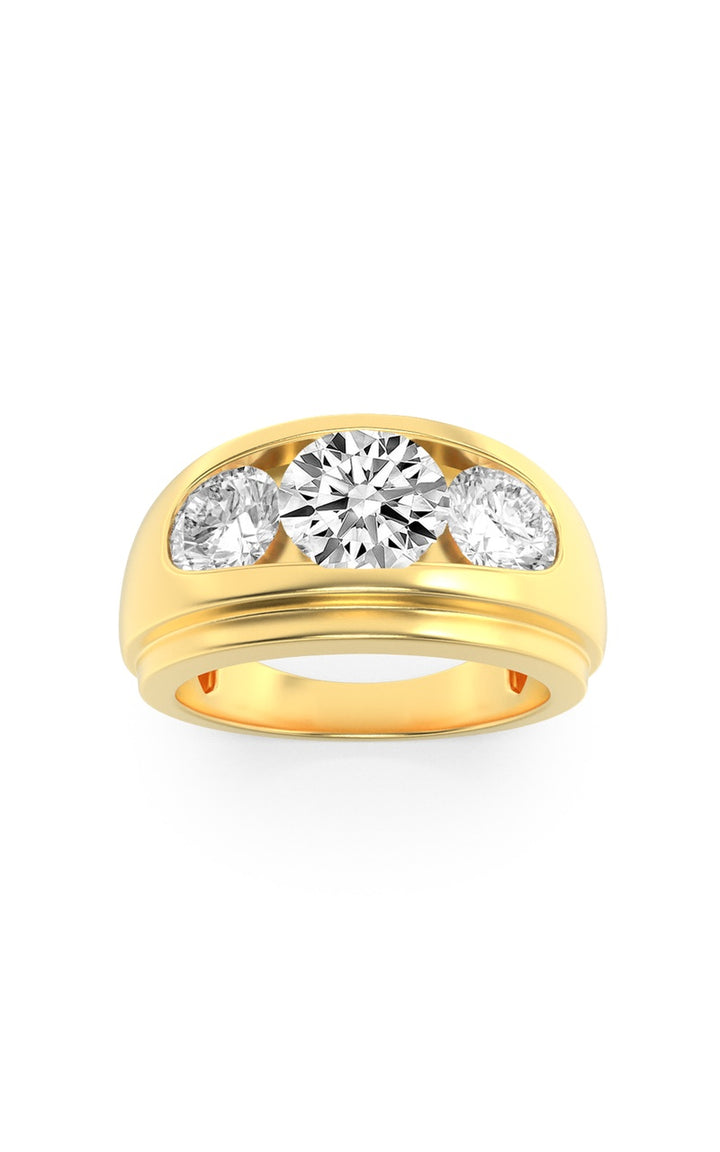 3Cttw Round Shaped Lab Grown Diamond (G/VS) Mens Ring in 14K Gold