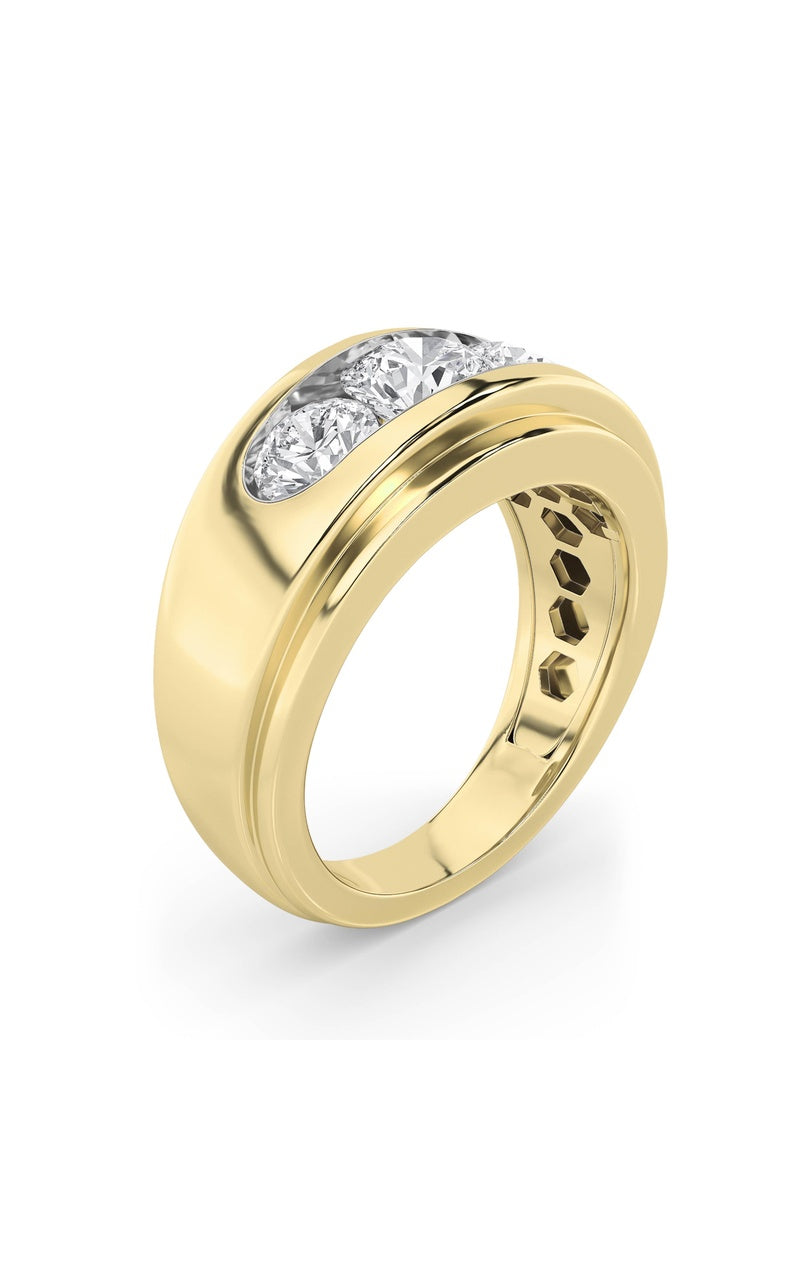 3Cttw Round Shaped Lab Grown Diamond (G/VS) Mens Ring in 14K Gold