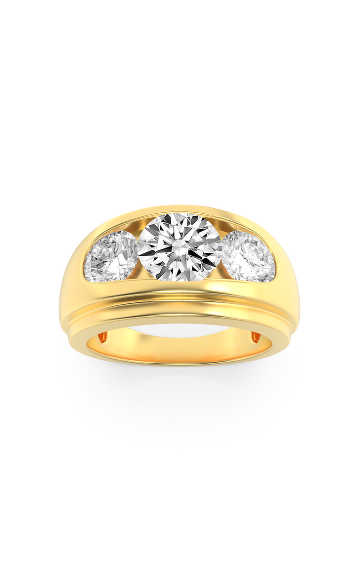 3Cttw Round Shaped Lab Grown Diamond (G/VS) Mens Ring in 14K Gold