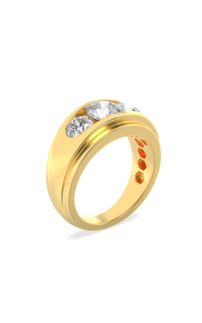 3Cttw Round Shaped Lab Grown Diamond (G/VS) Mens Ring in 14K Gold