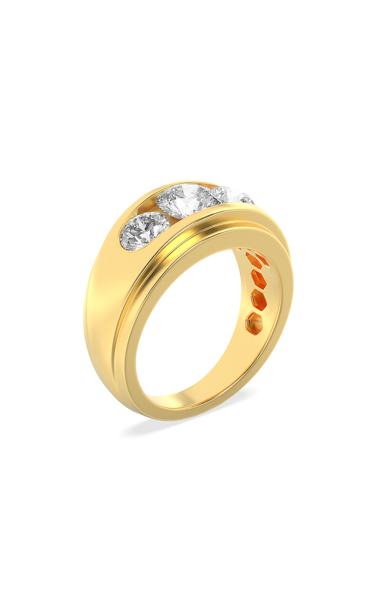 3Cttw Round Shaped Lab Grown Diamond (G/VS) Mens Ring in 14K Gold