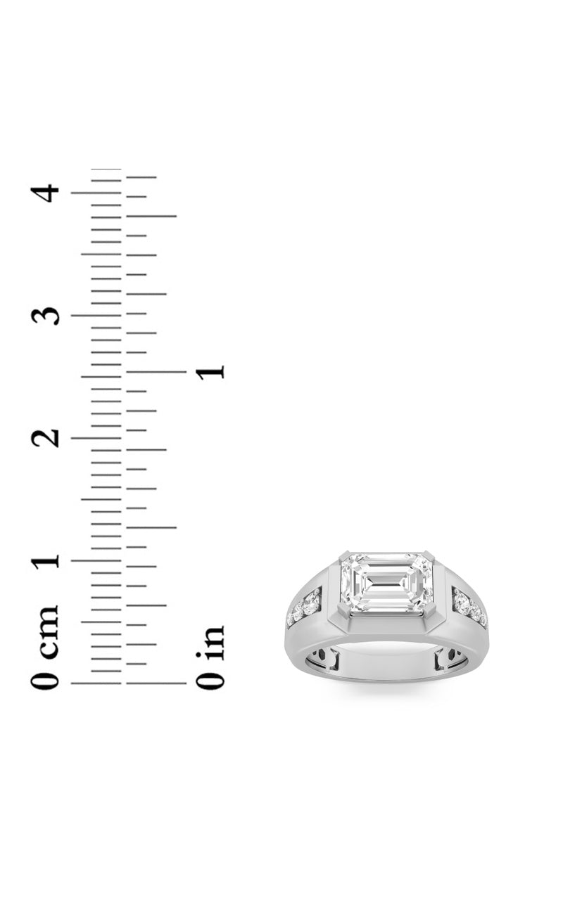 2.5Cttw Emerald Shaped Lab Grown Diamond (F/VS) Mens Ring in 14K Gold