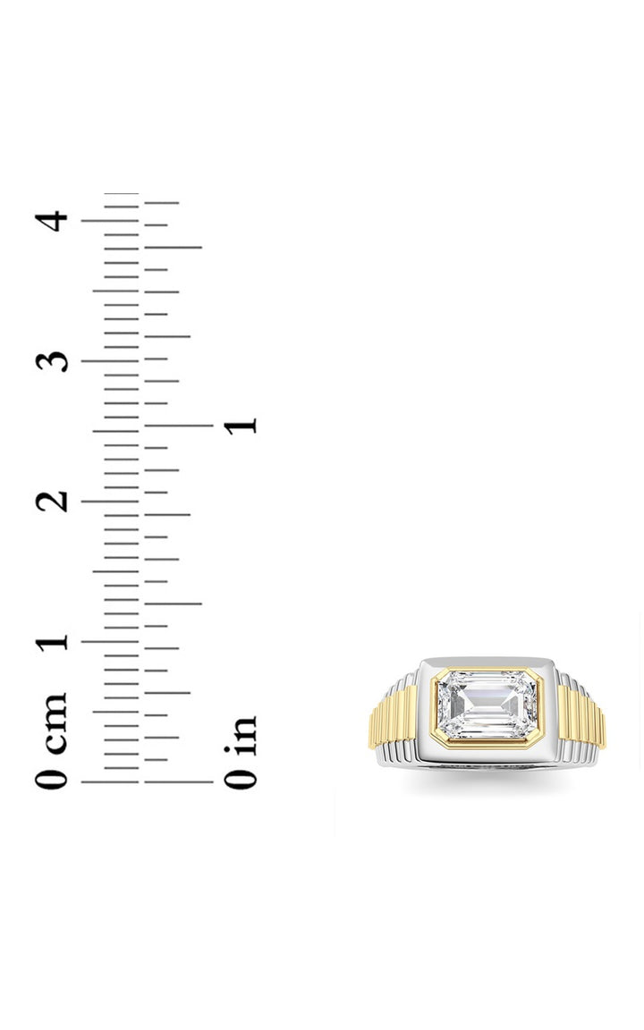 2.5Cttw Emerald Shaped Lab Grown Diamond (F/VS) Mens Ring in 14K Gold