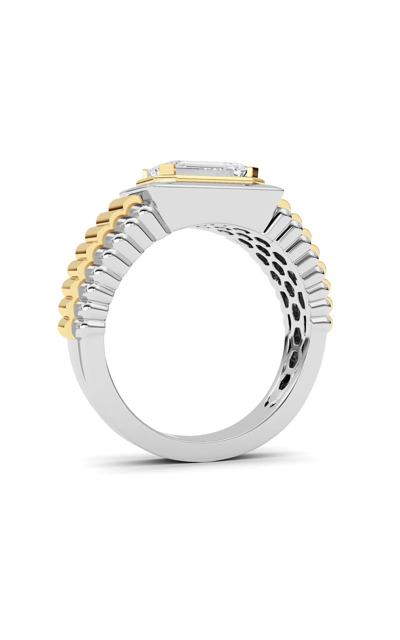 2.5Cttw Emerald Shaped Lab Grown Diamond (F/VS) Mens Ring in 14K Gold