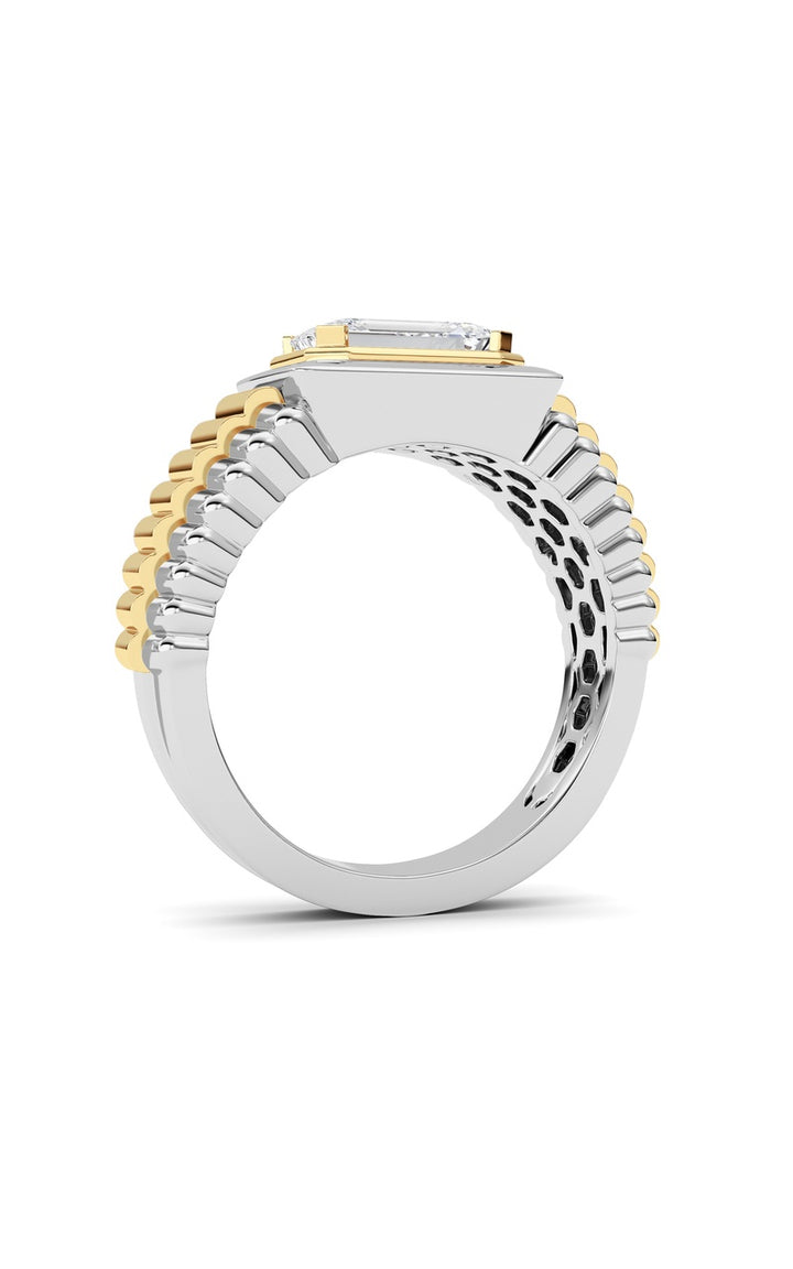 2.5Cttw Emerald Shaped Lab Grown Diamond (F/VS) Mens Ring in 14K Gold