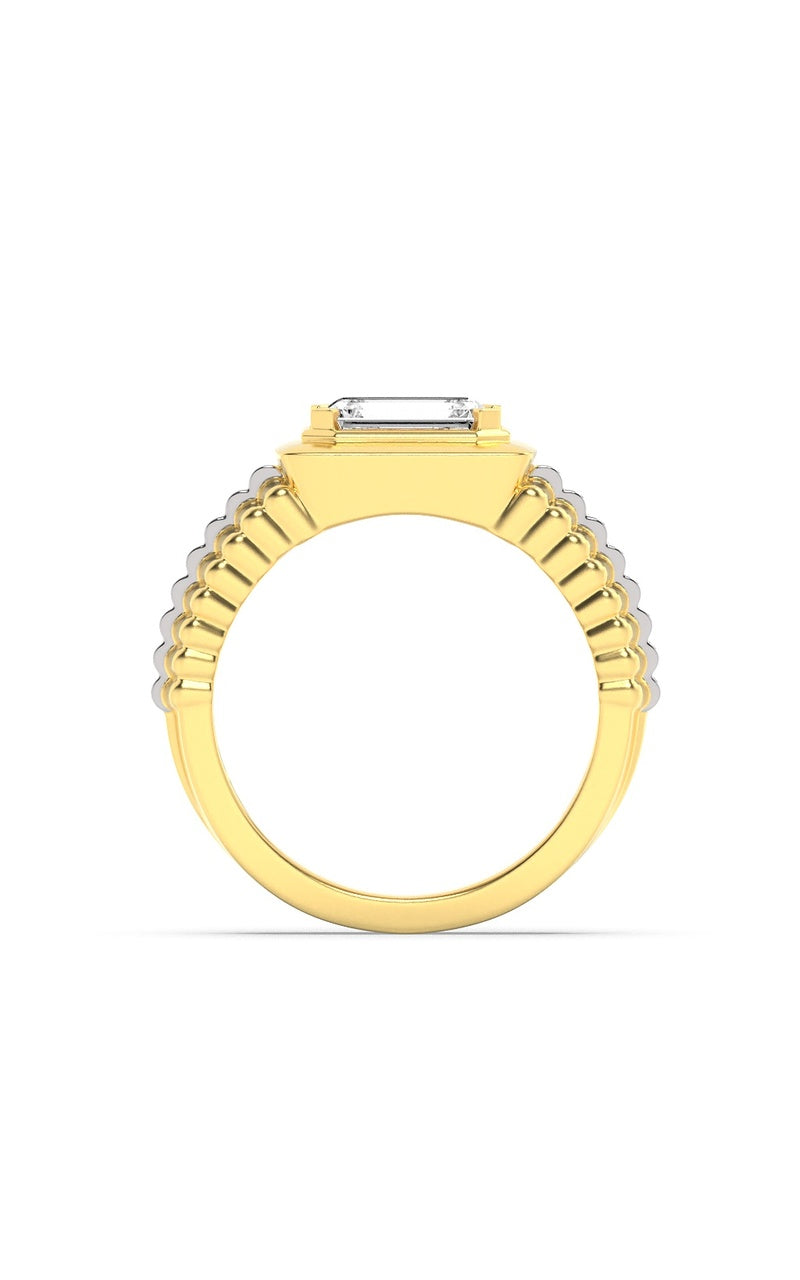 2.5Cttw Emerald Shaped Lab Grown Diamond (F/VS) Mens Ring in 14K Gold