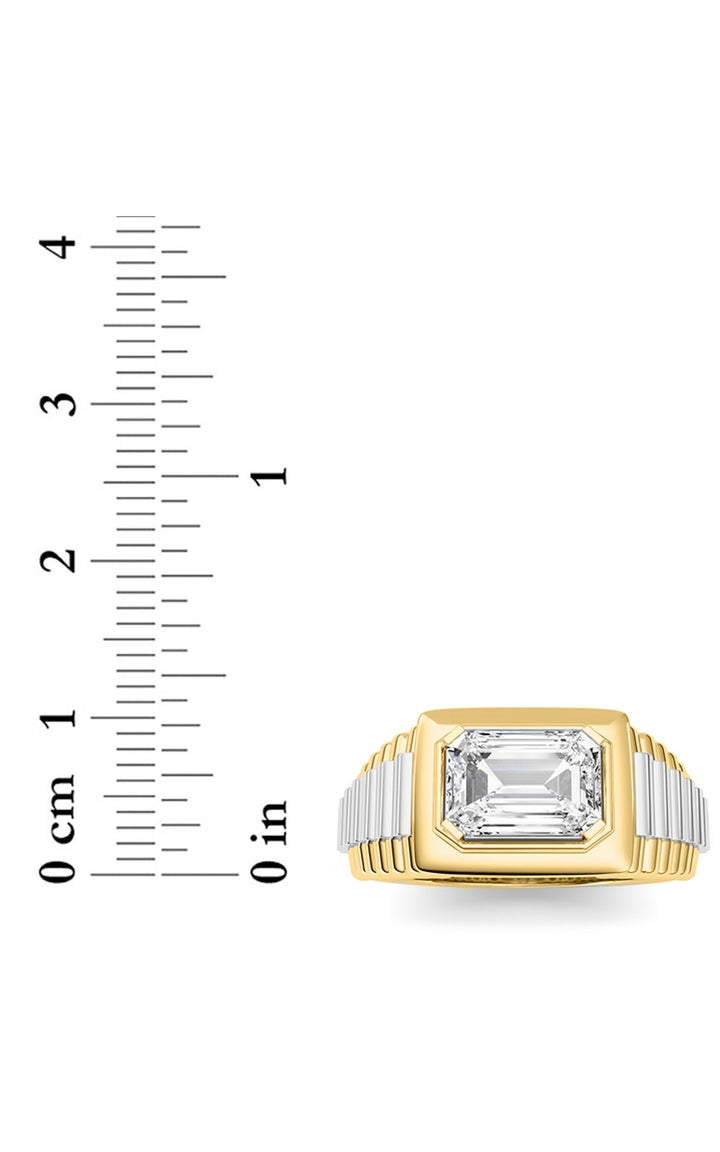 2.5Cttw Emerald Shaped Lab Grown Diamond (F/VS) Mens Ring in 14K Gold