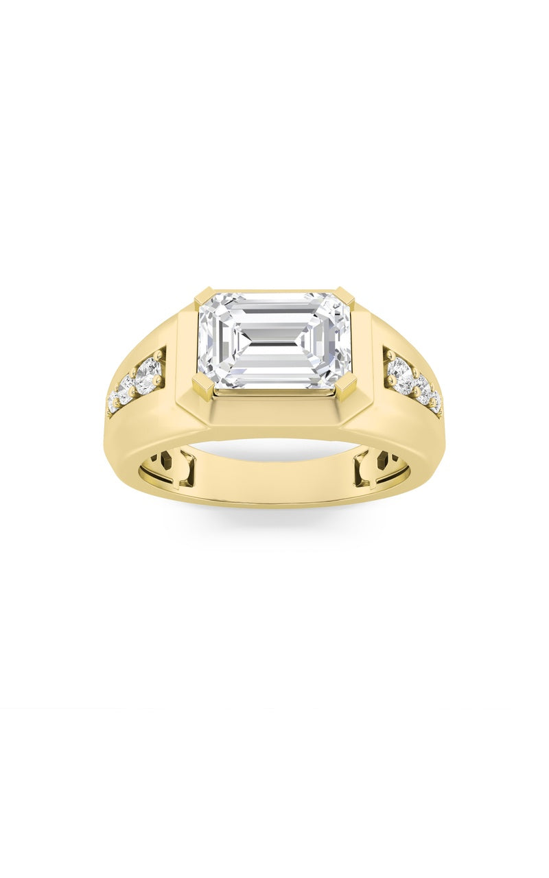 3.25Cttw Emerald Shaped Lab Grown Diamond (F/VS) Ring in 14K Gold