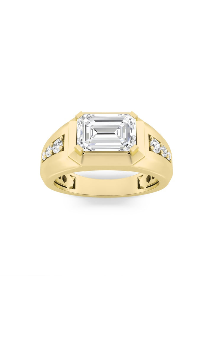 3.25Cttw Emerald Shaped Lab Grown Diamond (F/VS) Ring in 14K Gold