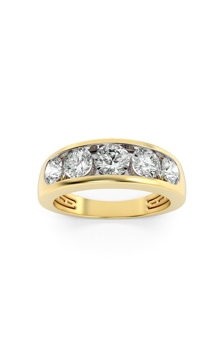 2Cttw Round Shaped Lab Grown Diamond (F/VS) Mens Ring in 14K Gold