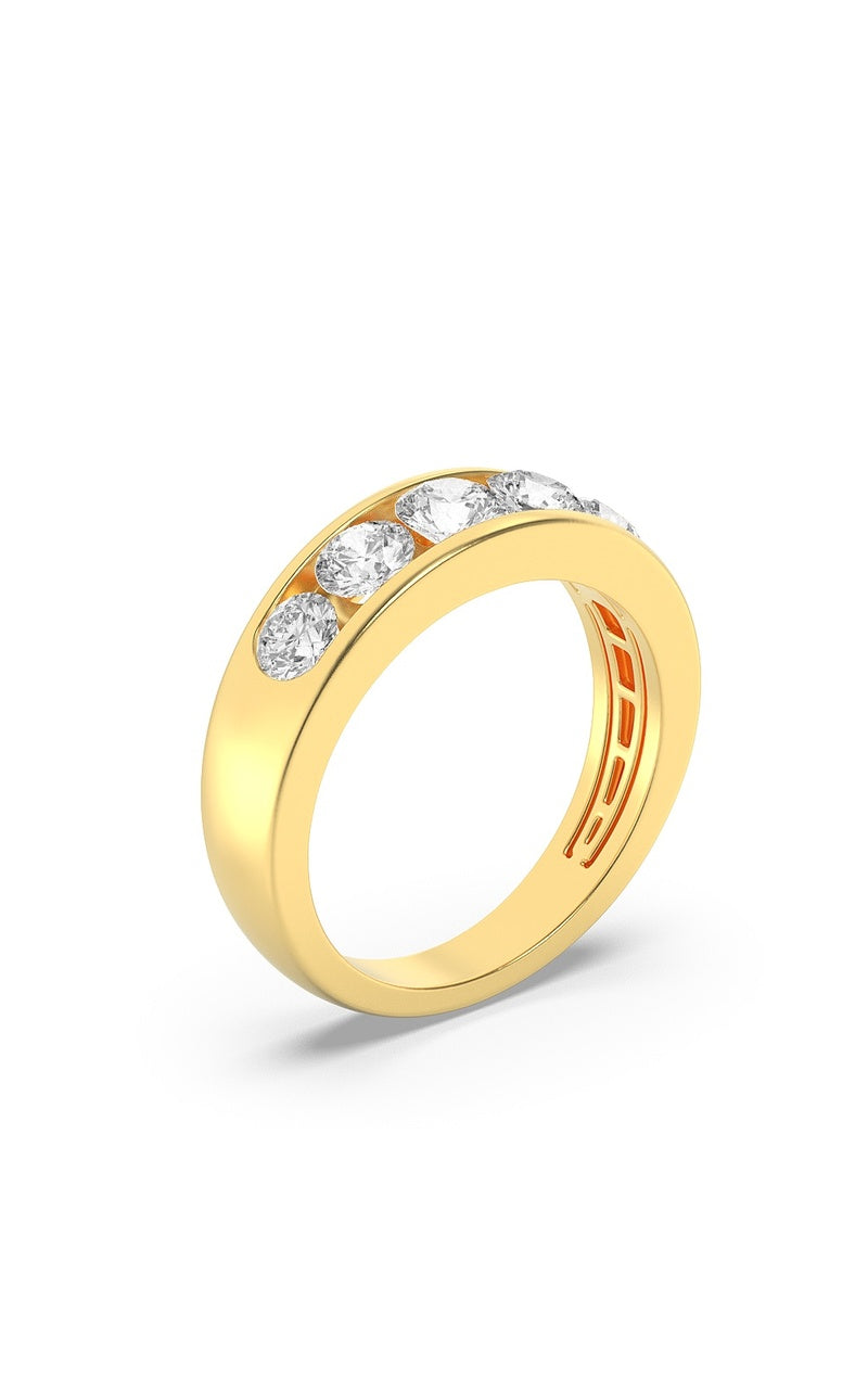2Cttw Round Shaped Lab Grown Diamond (F/VS) Mens Ring in 14K Gold