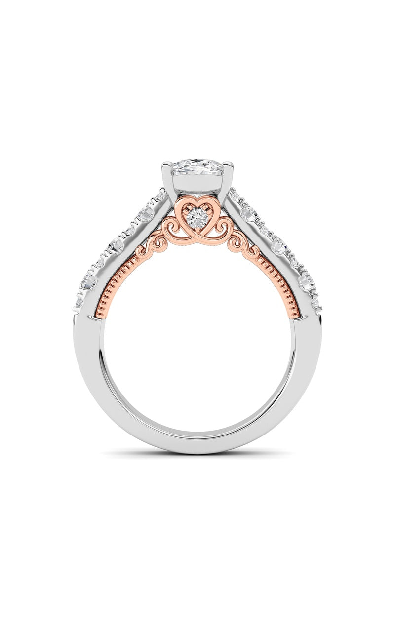 2Cttw Oval Shaped Lab Grown Diamond (F/VS) Accented Milgrain Engagement Ring in 14K Gold