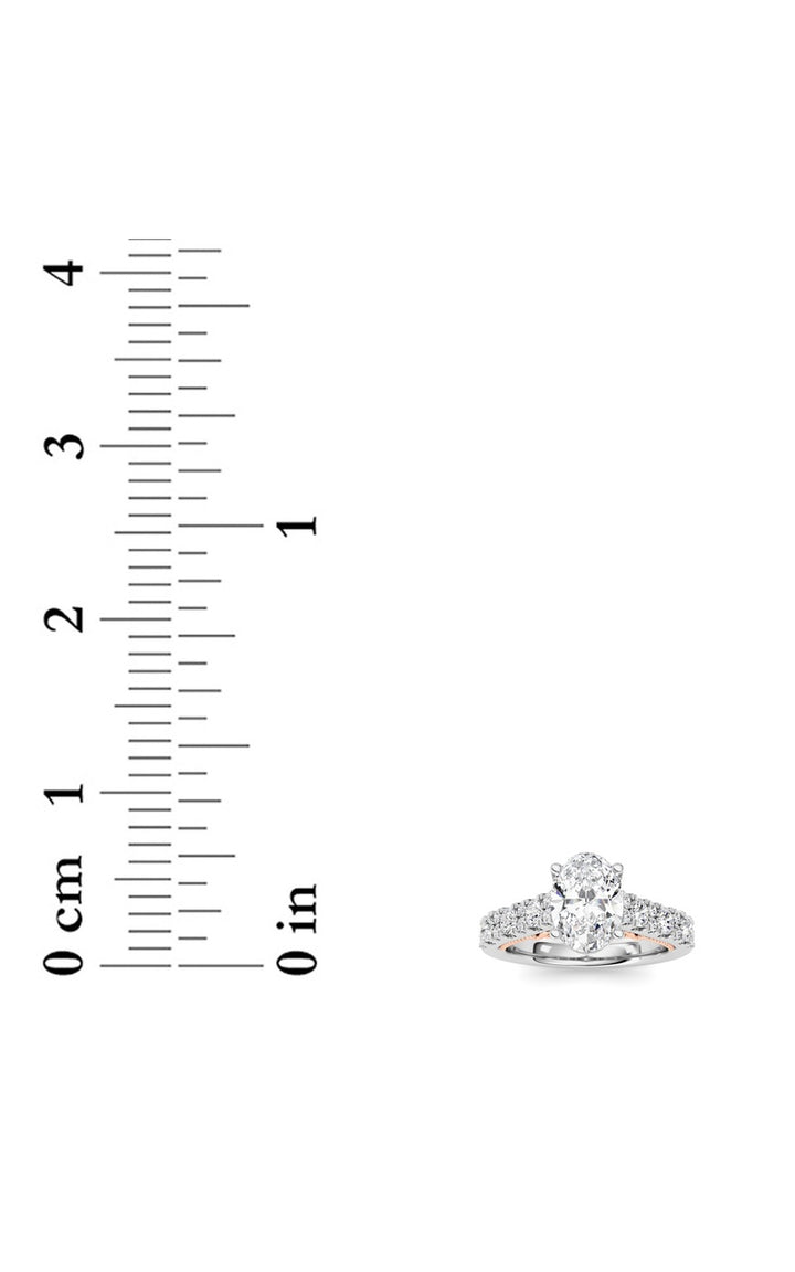 2Cttw Oval Shaped Lab Grown Diamond (F/VS) Accented Milgrain Engagement Ring in 14K Gold