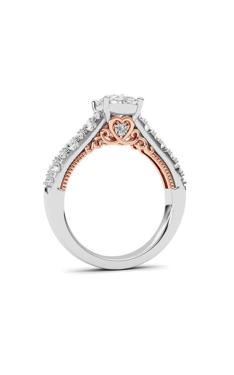 2Cttw Oval Shaped Lab Grown Diamond (F/VS) Accented Milgrain Engagement Ring in 14K Gold
