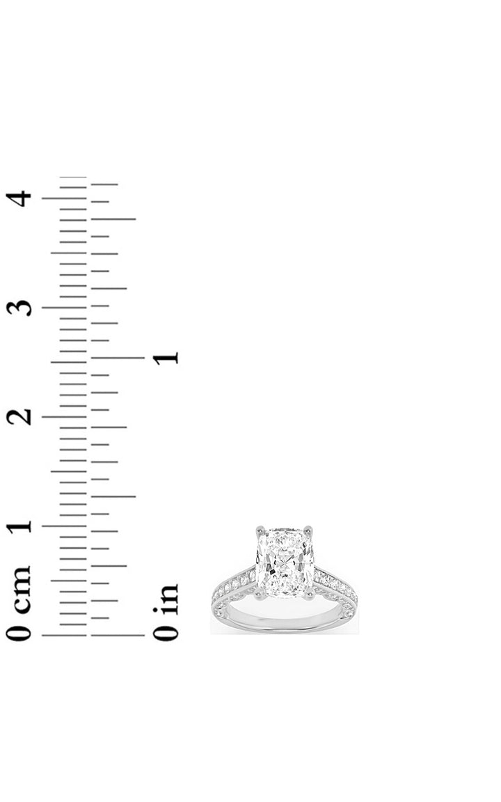 2.5Cttw Elongated Cushion Shaped Lab Grown Diamond (G/VS) Accented Engagement Ring in 14K Gold