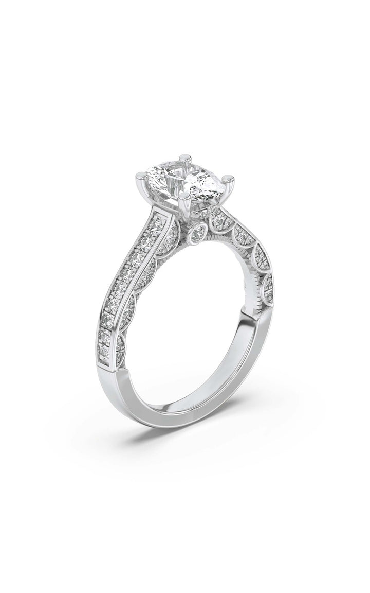 2CTW Oval Shaped Lab Grown Diamond (F/VS) Accented Engagement Ring in 14K Gold