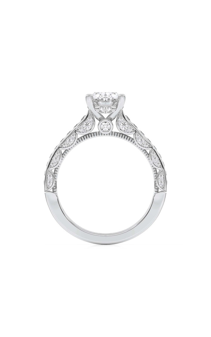 2Cttw Oval Shaped Lab Grown Diamond (F/VS) Accented Engagement Ring in 14K Gold