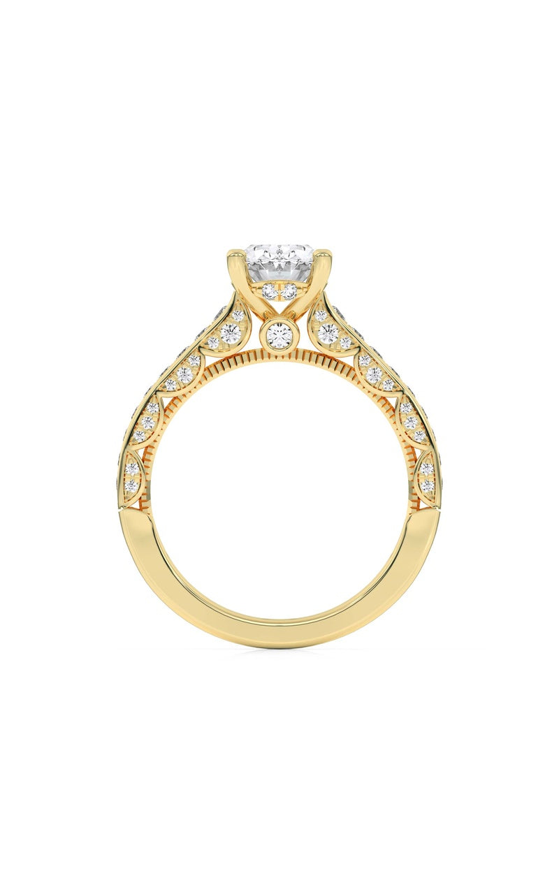 2Cttw Oval Shaped Lab Grown Diamond (F/VS) Accented Engagement Ring in 14K Gold