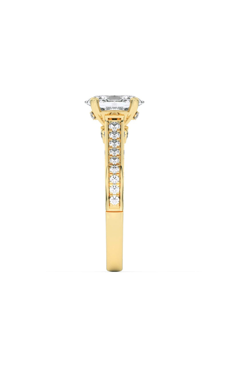 2CTW Oval Shaped Lab Grown Diamond (F/VS) Accented Engagement Ring in 14K Gold